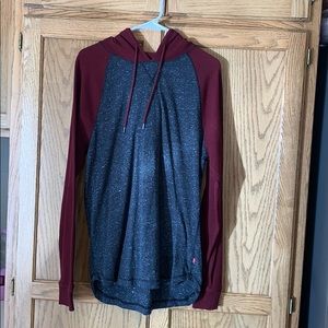 Mens color block shirt with hoodie